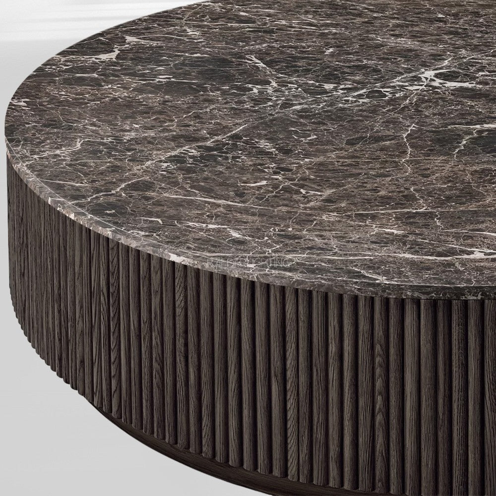 Holland Oak Wood & Stone Round Coffee Table