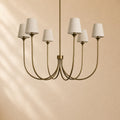 Hume 6-Light Curved Arm Chandelier with Linen Shades