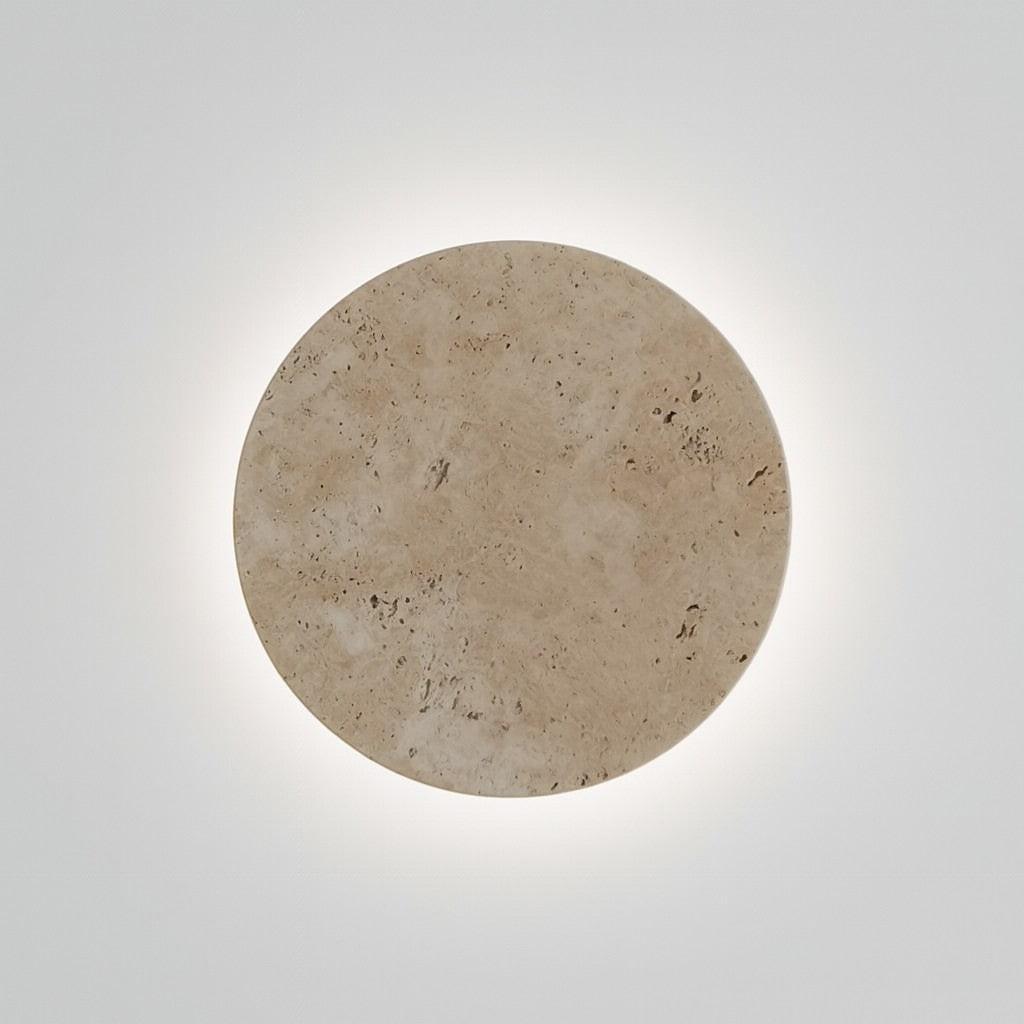 Leif Travertine Disc Outdoor Sconce