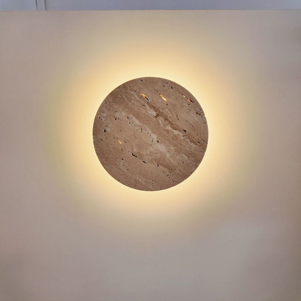Leif Travertine Disc Outdoor Sconce