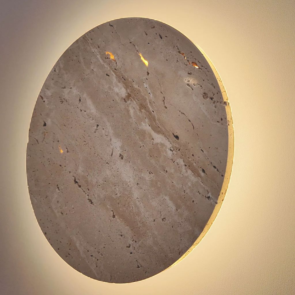 Leif Travertine Disc Outdoor Sconce