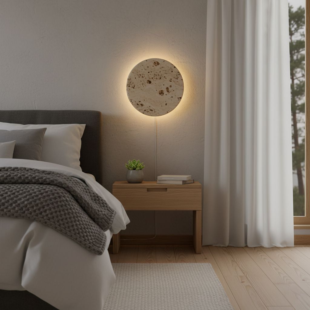 Leif Travertine Disc Outdoor Sconce