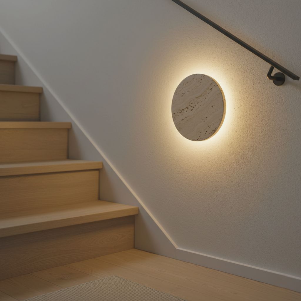 Leif Travertine Disc Outdoor Sconce