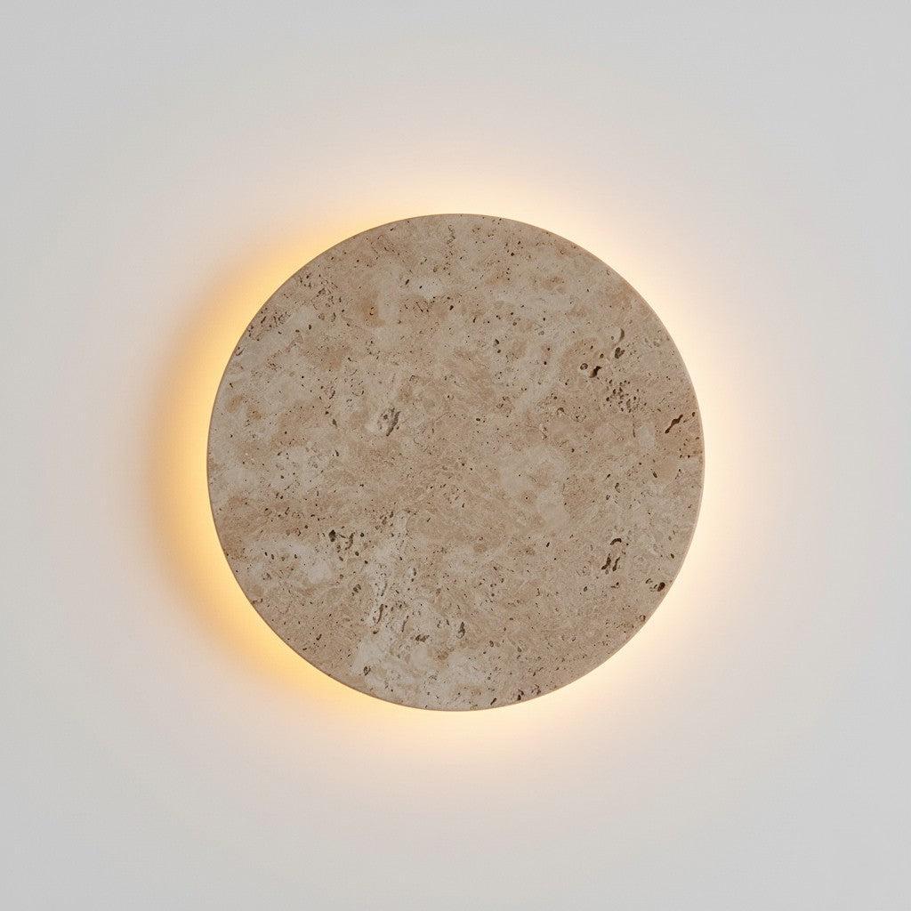 Leif Travertine Disc Outdoor Sconce