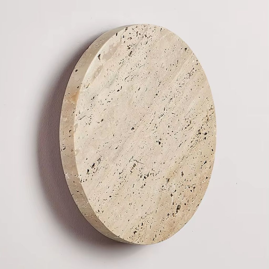 Leif Travertine Disc Outdoor Sconce