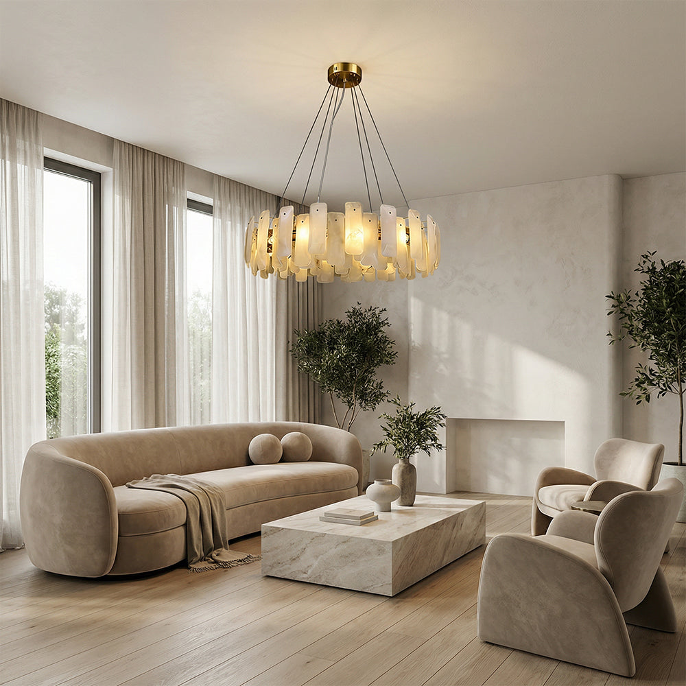 Lunea Circular Alabaster Chandelier 32“D