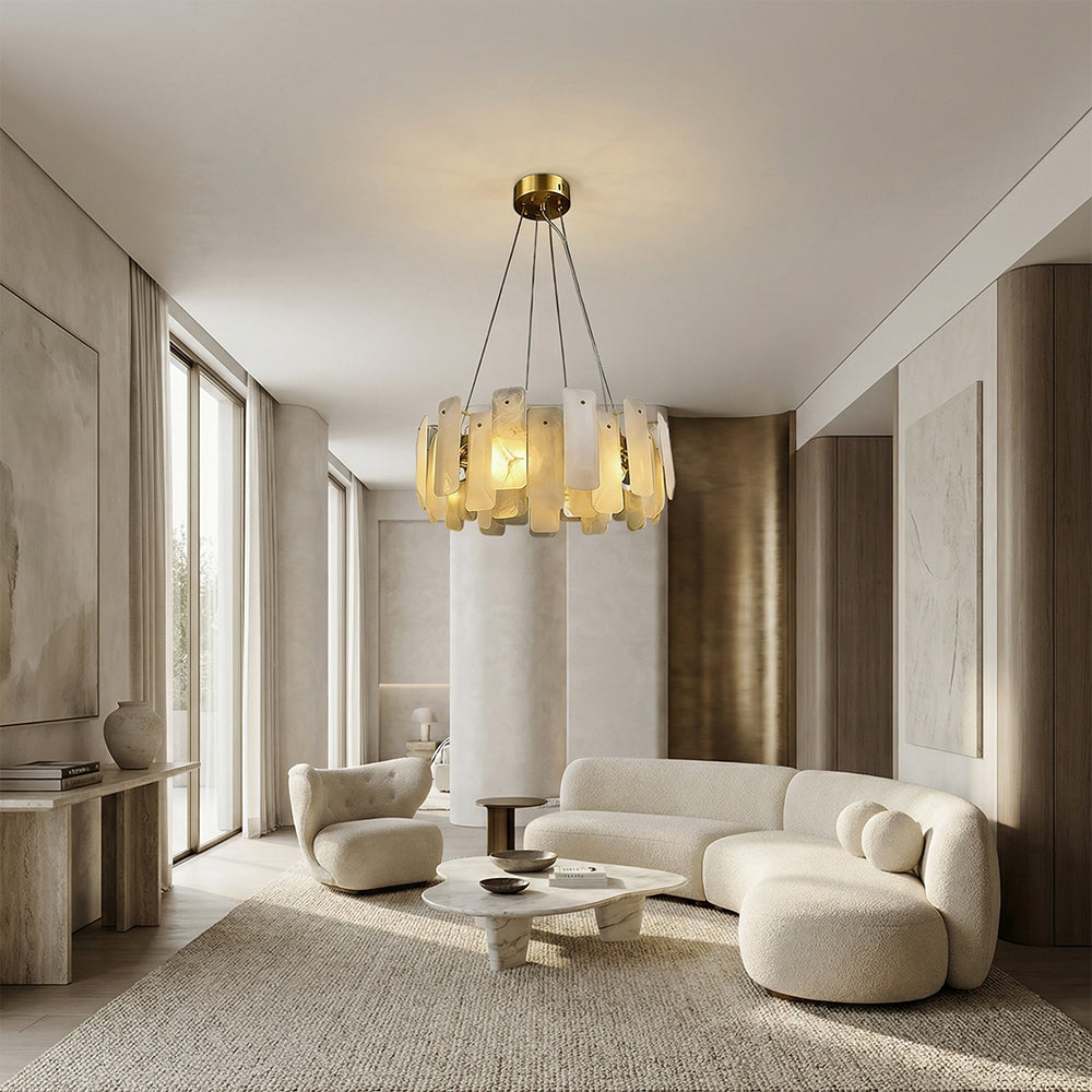 Lunea Circular Alabaster Chandelier 24"D