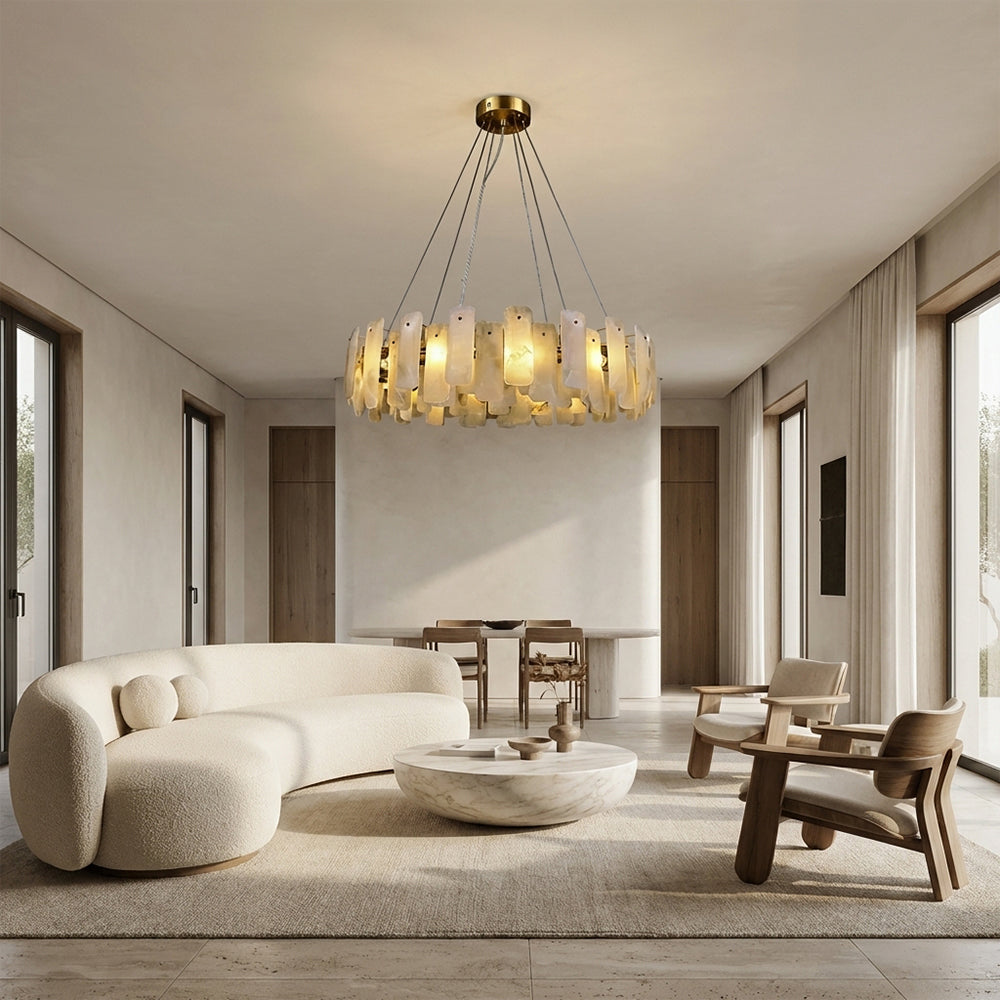 Lunea Circular Alabaster Chandelier 48"D