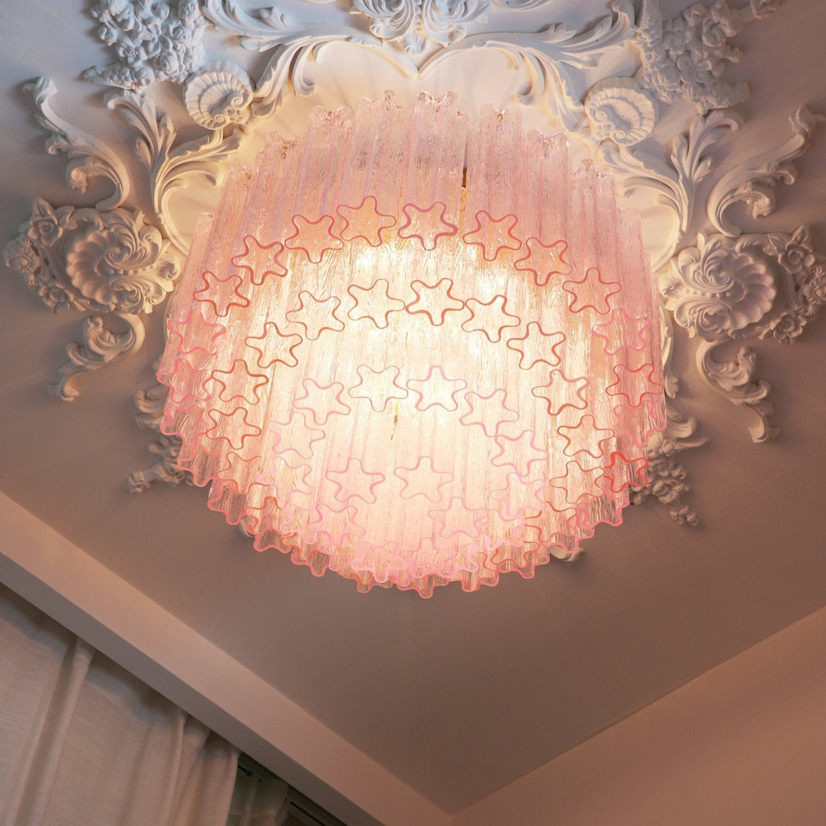 Manorcove Edien Pink Glass Ceiling Light
