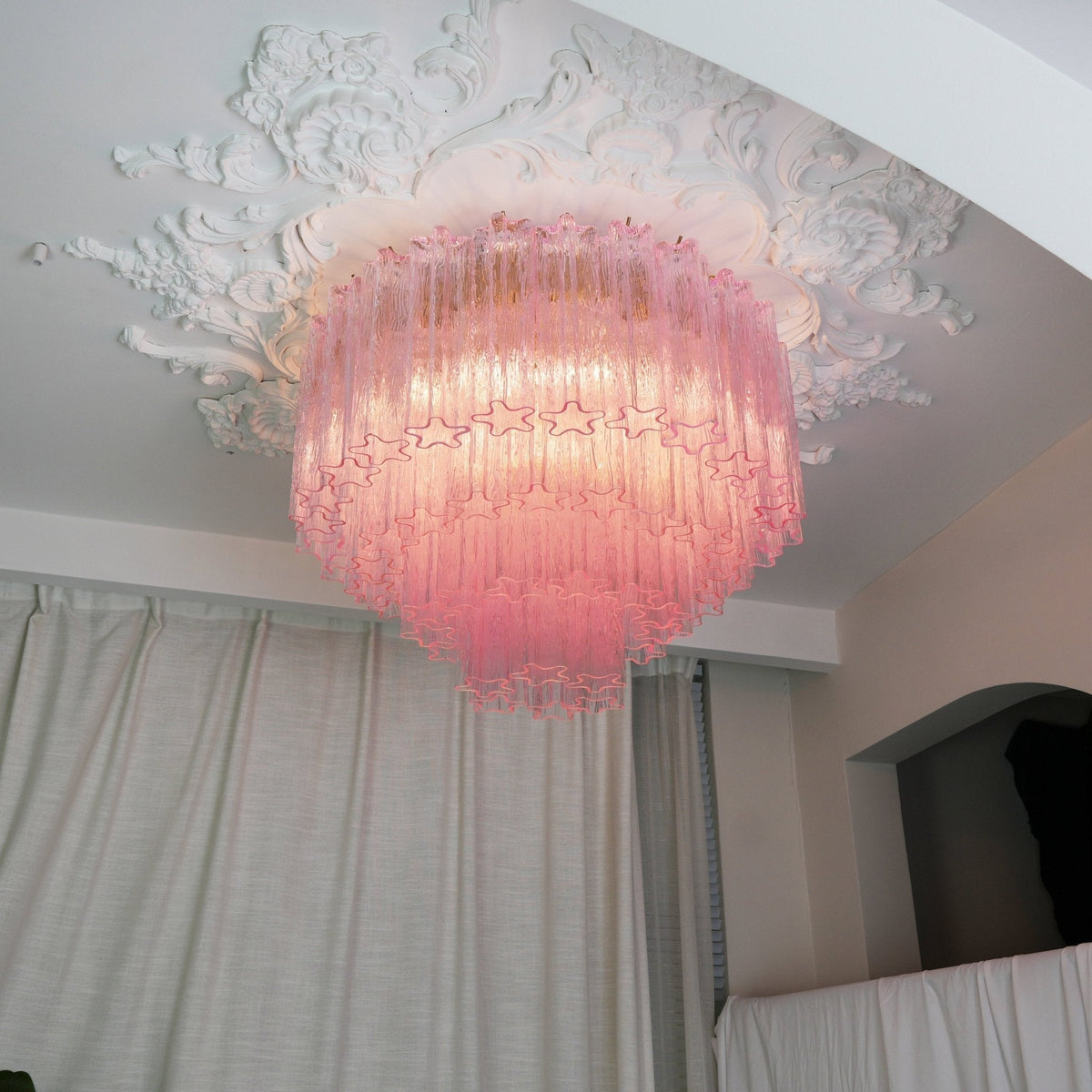 Manorcove Edien Pink Glass Ceiling Light