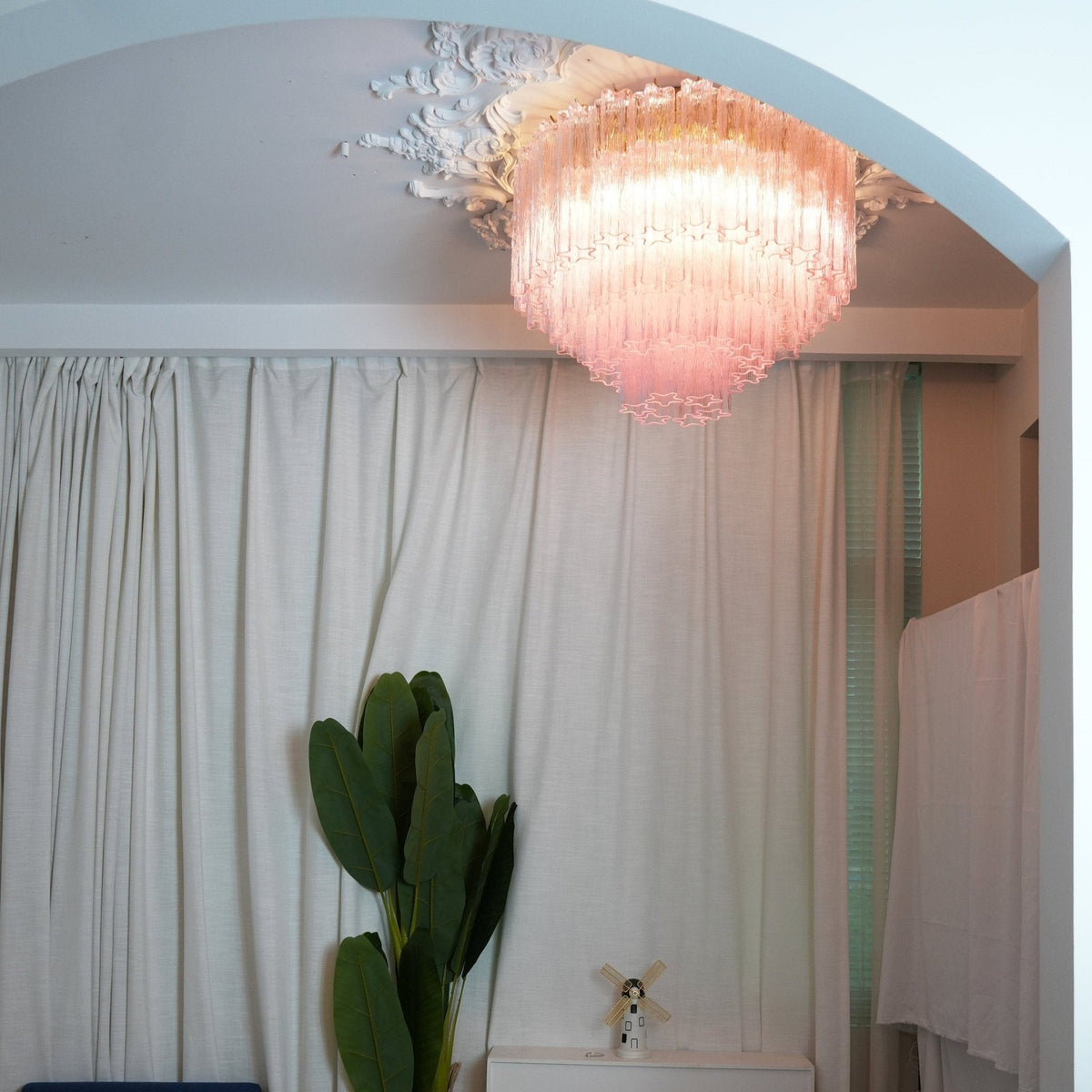 Manorcove Edien Pink Glass Ceiling Light