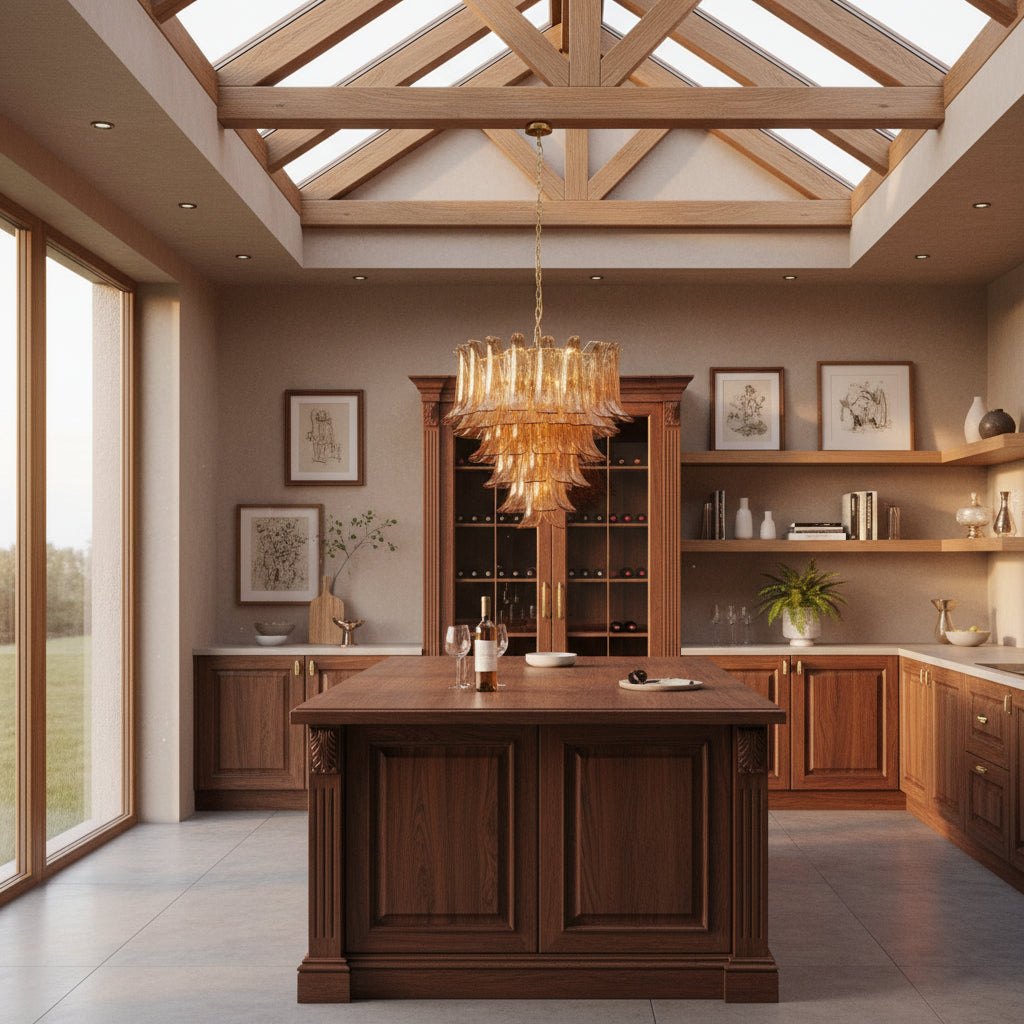 Manorcove Murano Amber Petal Chandelier