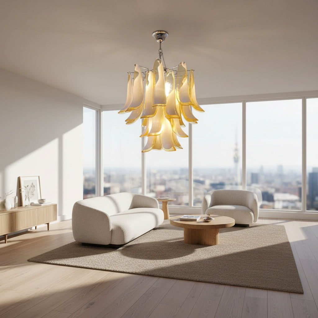 Manorcove Murano Chandelier – 26 petals – Amber