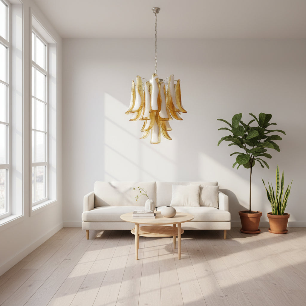 Manorcove Murano Chandelier – 26 petals – Amber