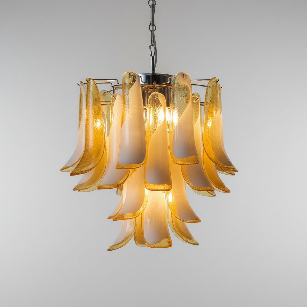 Manorcove Murano Chandelier – 26 petals – Amber