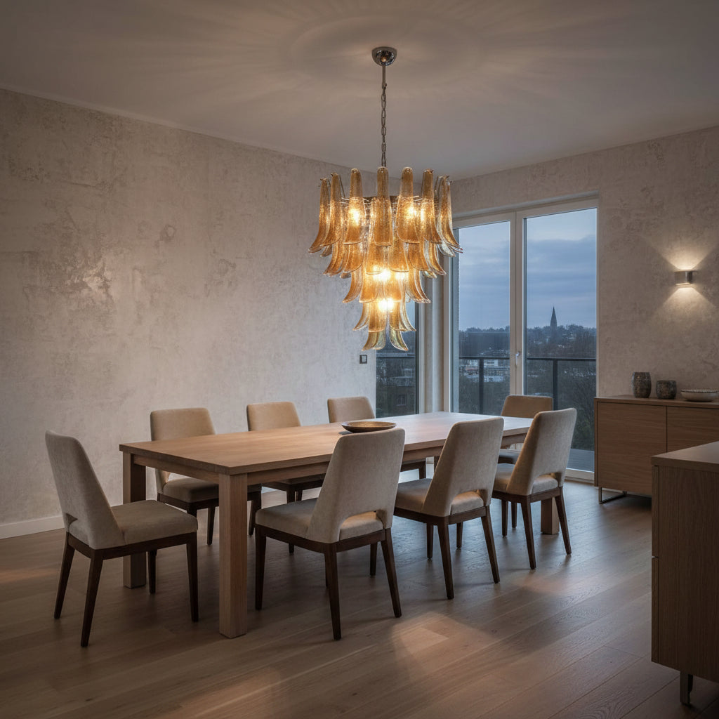 Manorcove Murano Chandelier – 52 petals – Amber