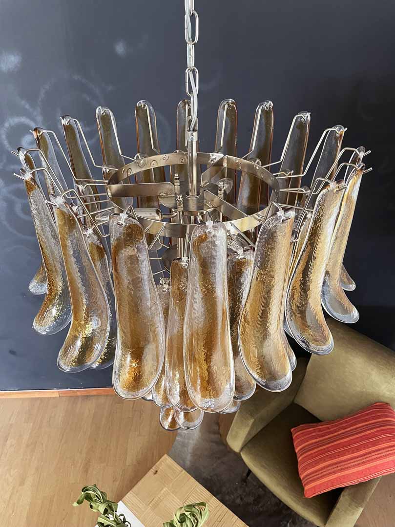 Manorcove Murano Chandelier – 52 petals – Amber