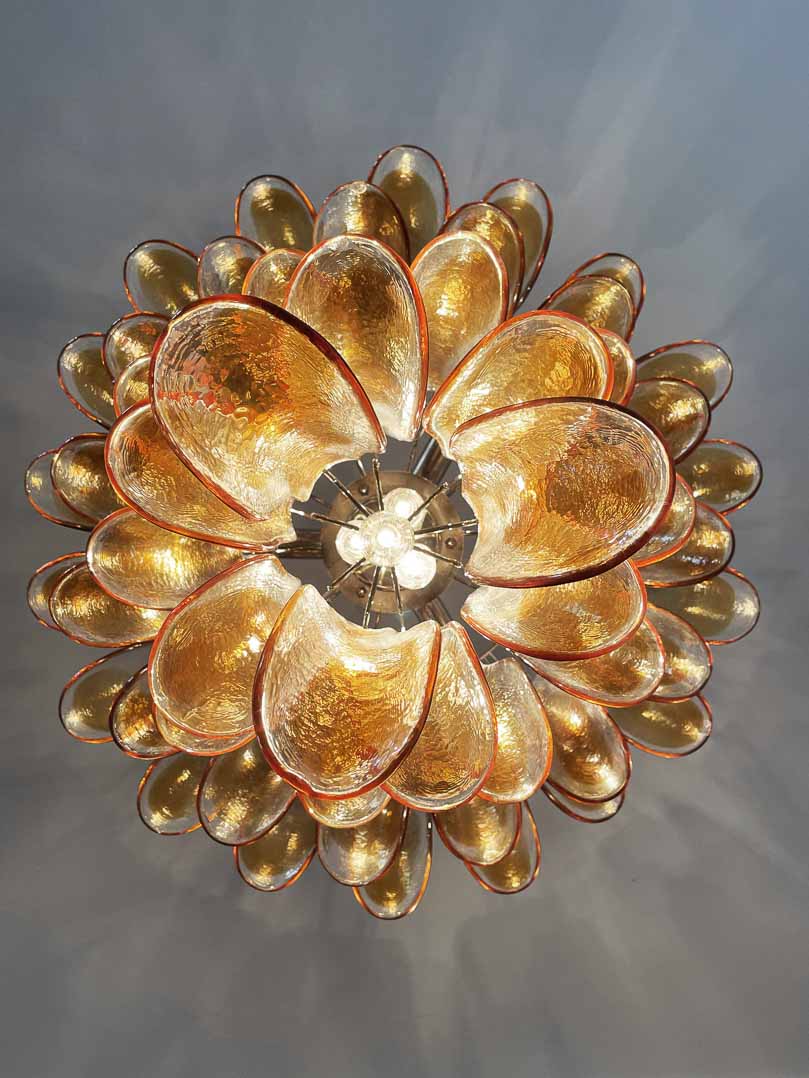Manorcove Murano Chandelier – 52 petals – Amber