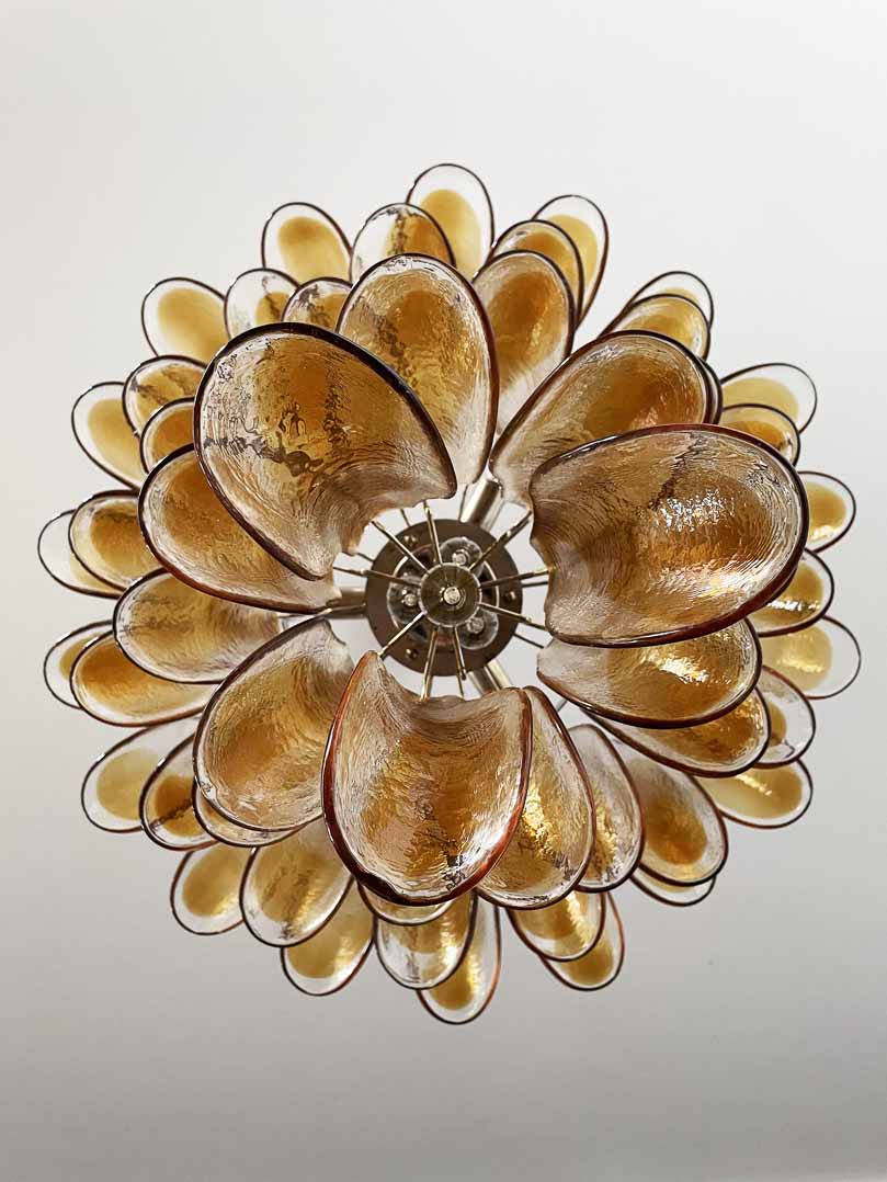 Manorcove Murano Chandelier – 52 petals – Amber