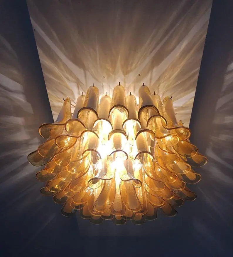 Manorcove Murano Chandelier – 64 petals – Caramel