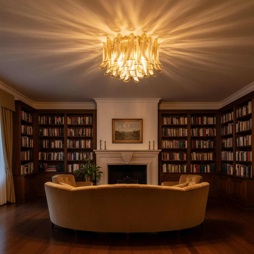 Manorcove Murano Chandelier – 64 petals – Caramel