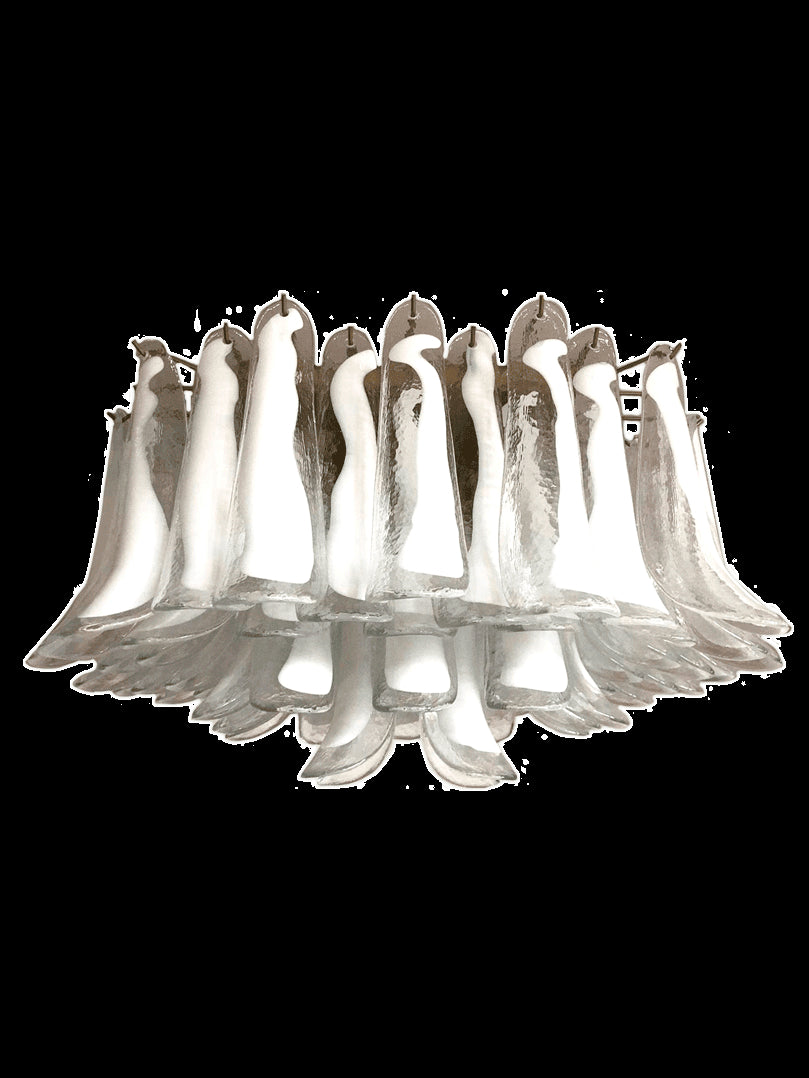 Manorcove Murano Chandelier – 64 petals – Transparent/White