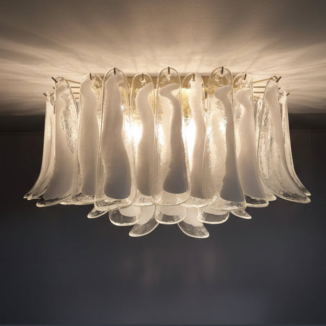 Manorcove Murano Chandelier – 64 petals – Transparent/White