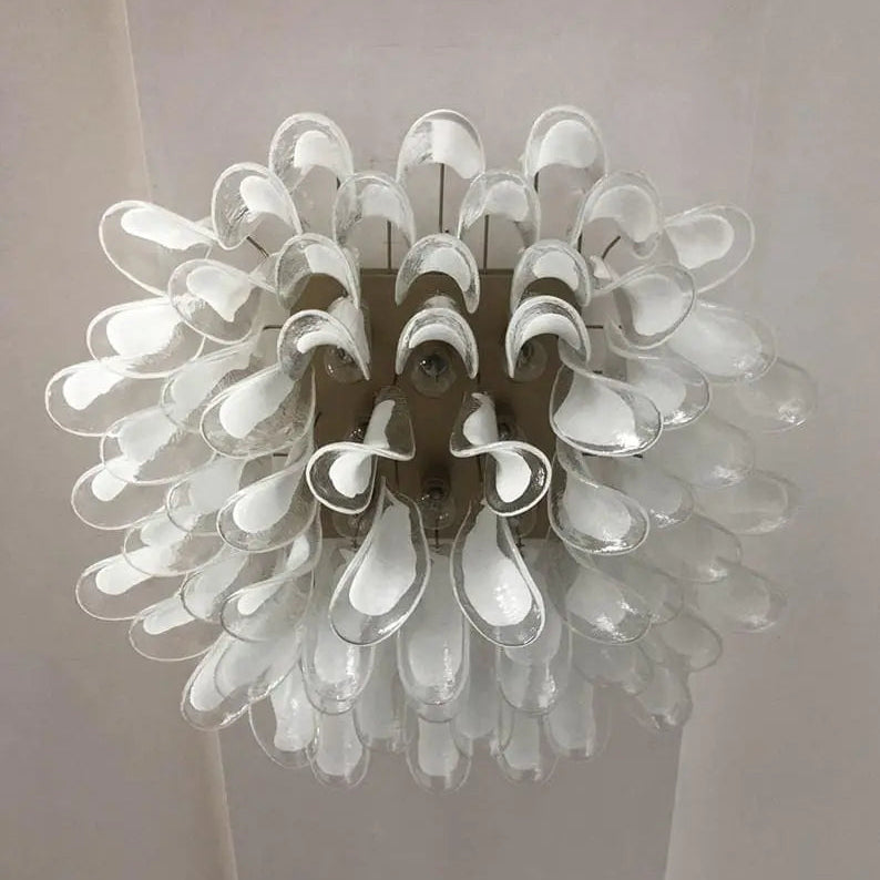 Manorcove Murano Chandelier – 64 petals – Transparent/White