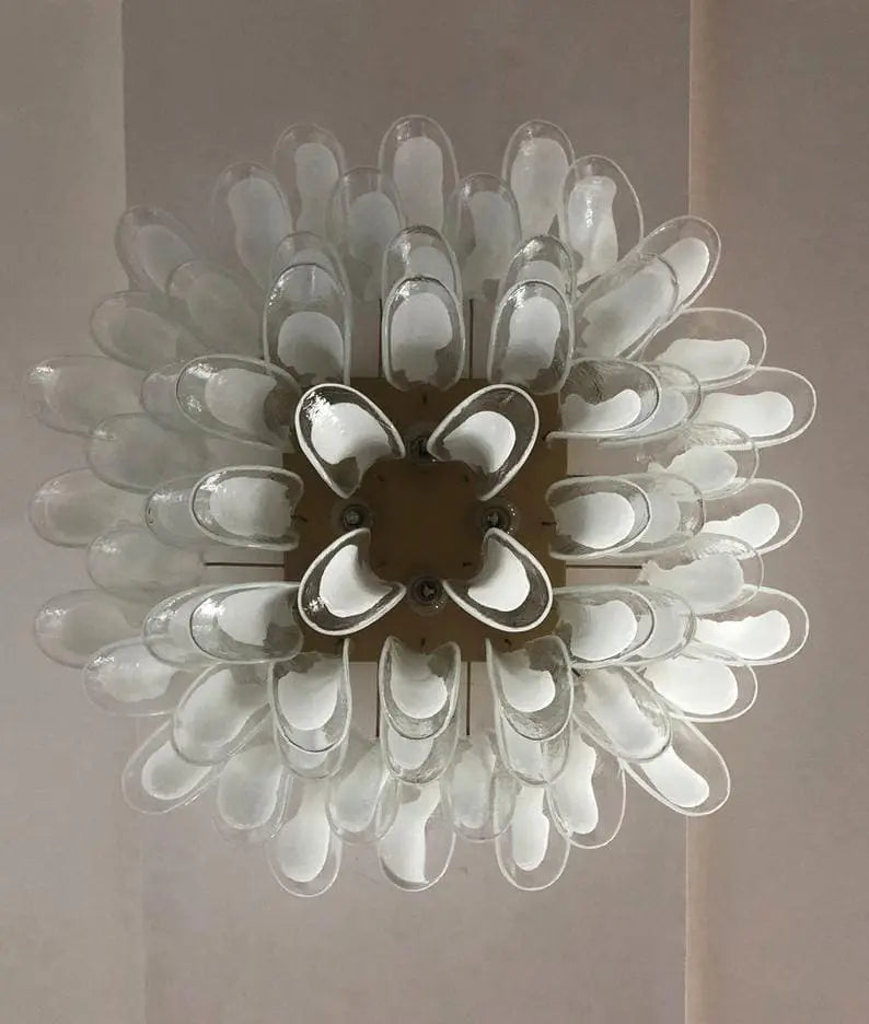 Manorcove Murano Chandelier – 64 petals – Transparent/White