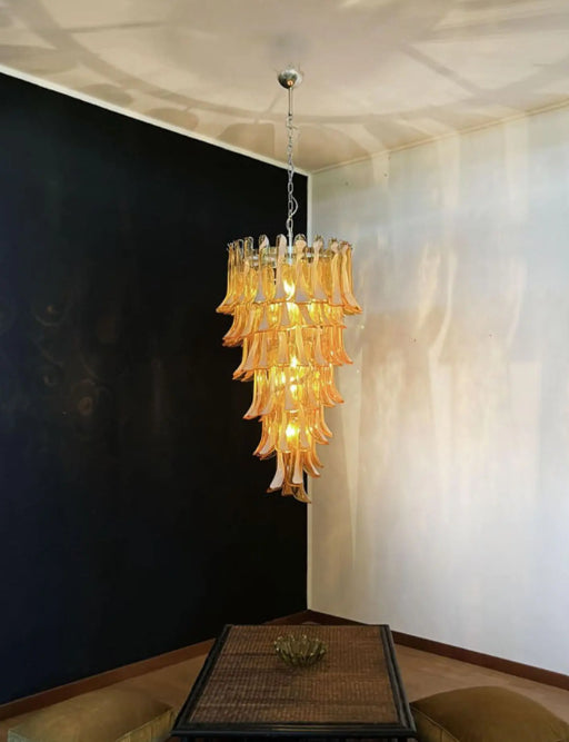 Manorcove Murano Chandelier – 83 petals – Caramel