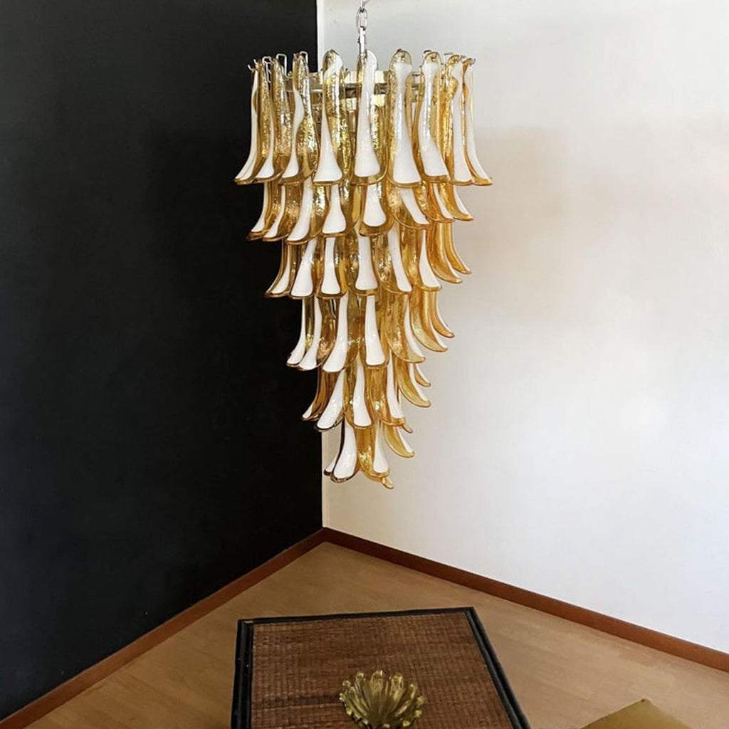 Manorcove Murano Chandelier – 83 petals – Caramel