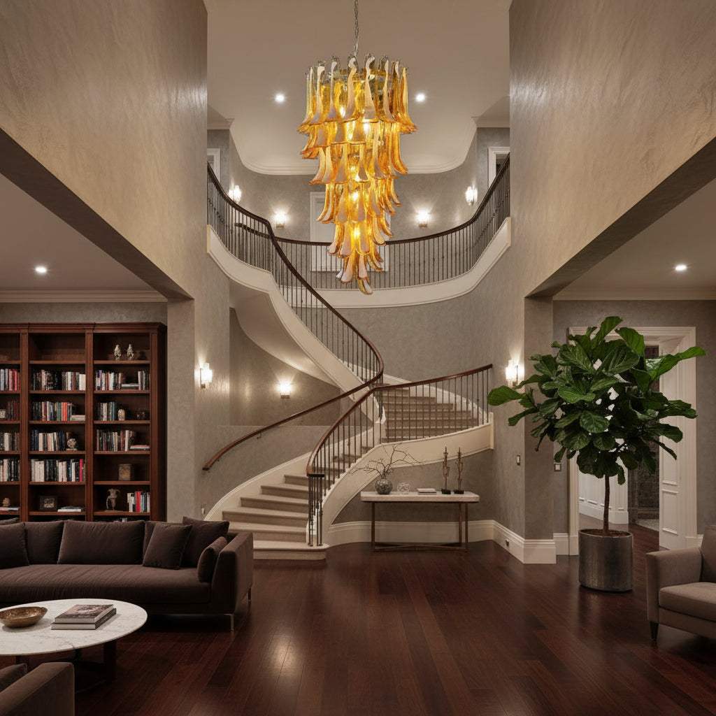 Manorcove Murano Chandelier – 83 petals – Caramel