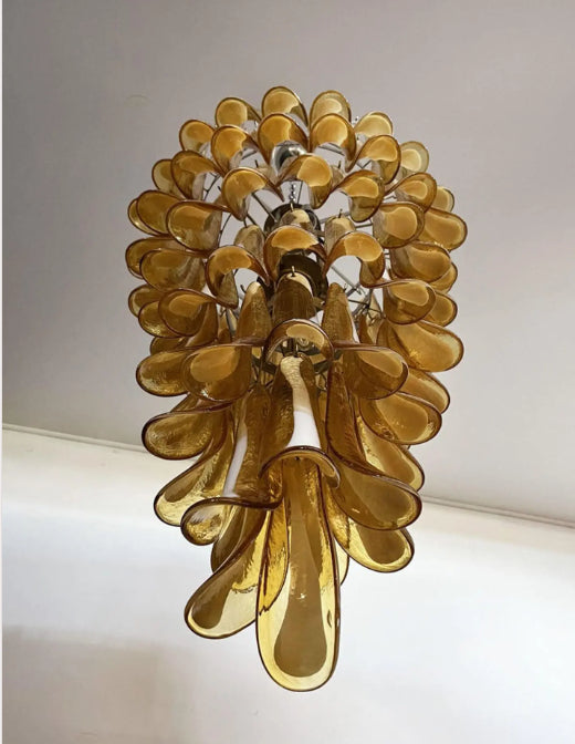 Manorcove Murano Chandelier – 83 petals – Caramel