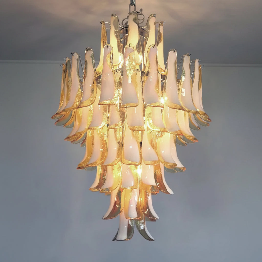 Manorcove Murano Chandelier – 85 petals – Caramel