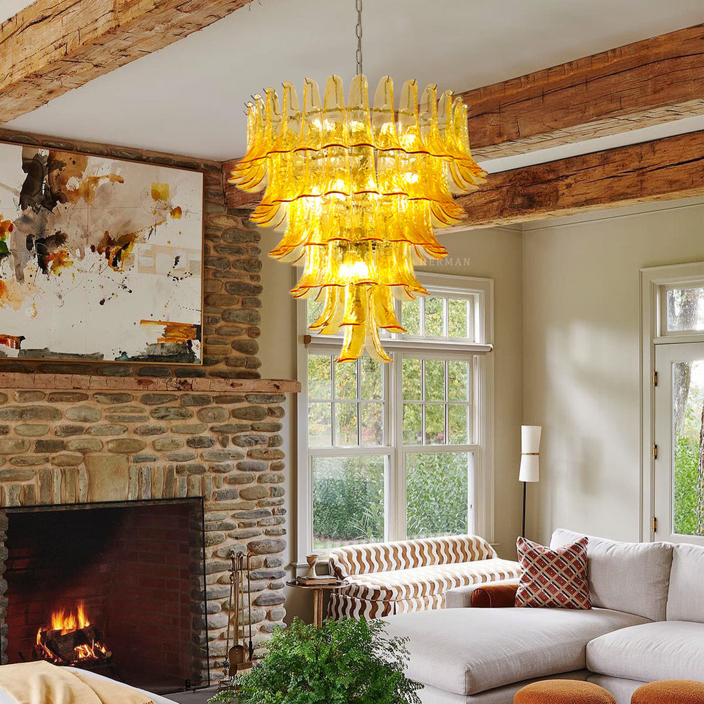 Manorcove Murano Glass Petal Chandelier