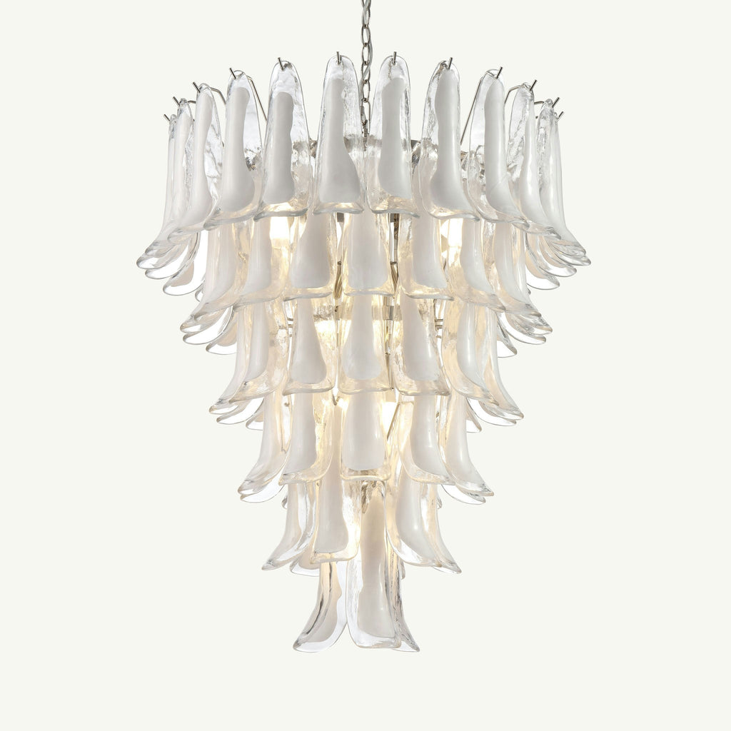 Manorcove Murano White Handblown Glass Chandelier