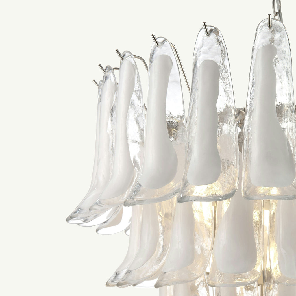 Manorcove Murano White Handblown Glass Chandelier