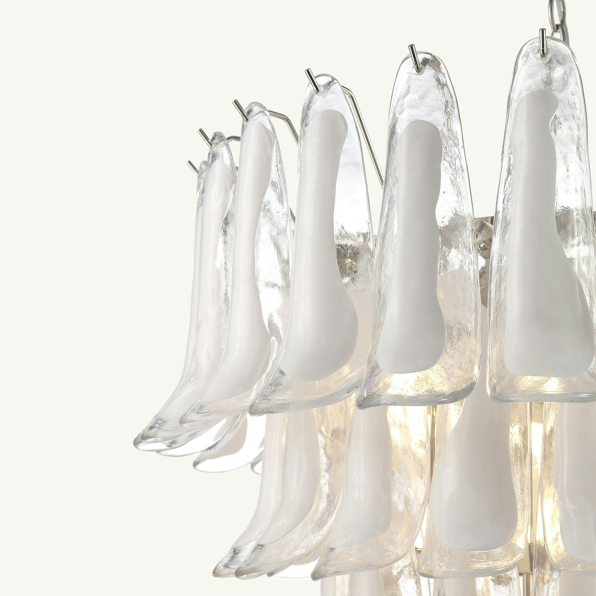 Manorcove Murano White Handblown Glass Chandelier