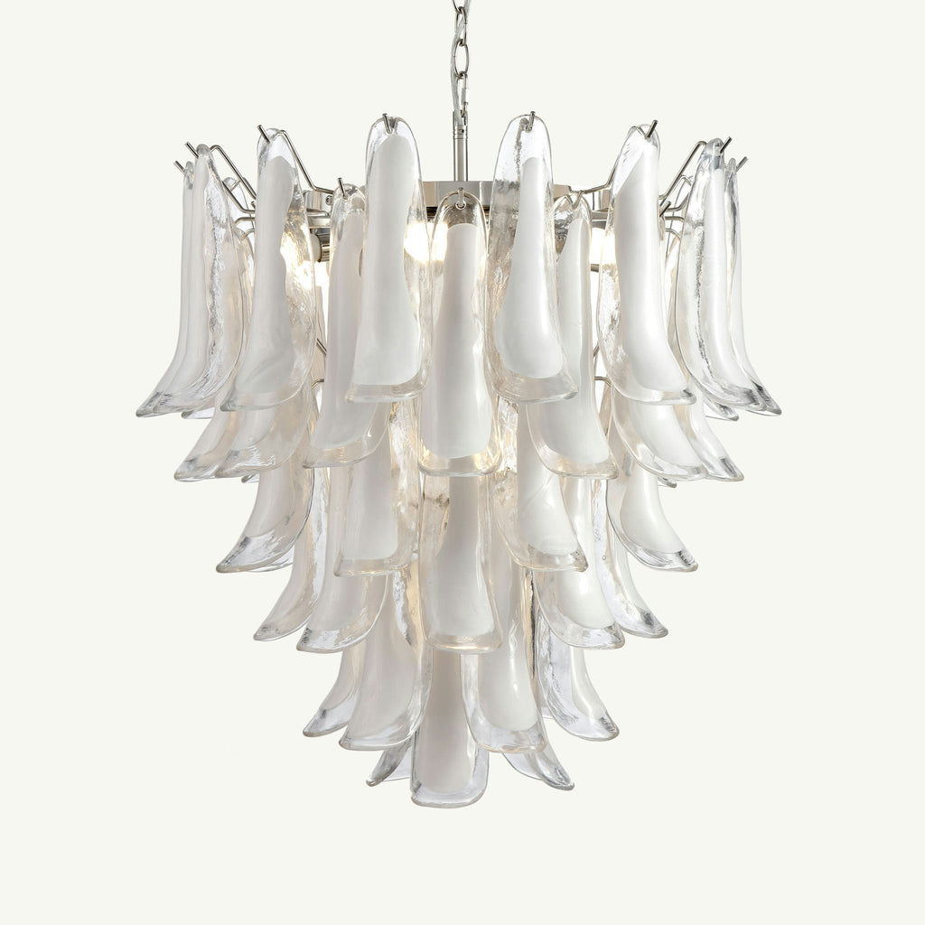 Manorcove Murano White Handblown Glass Chandelier