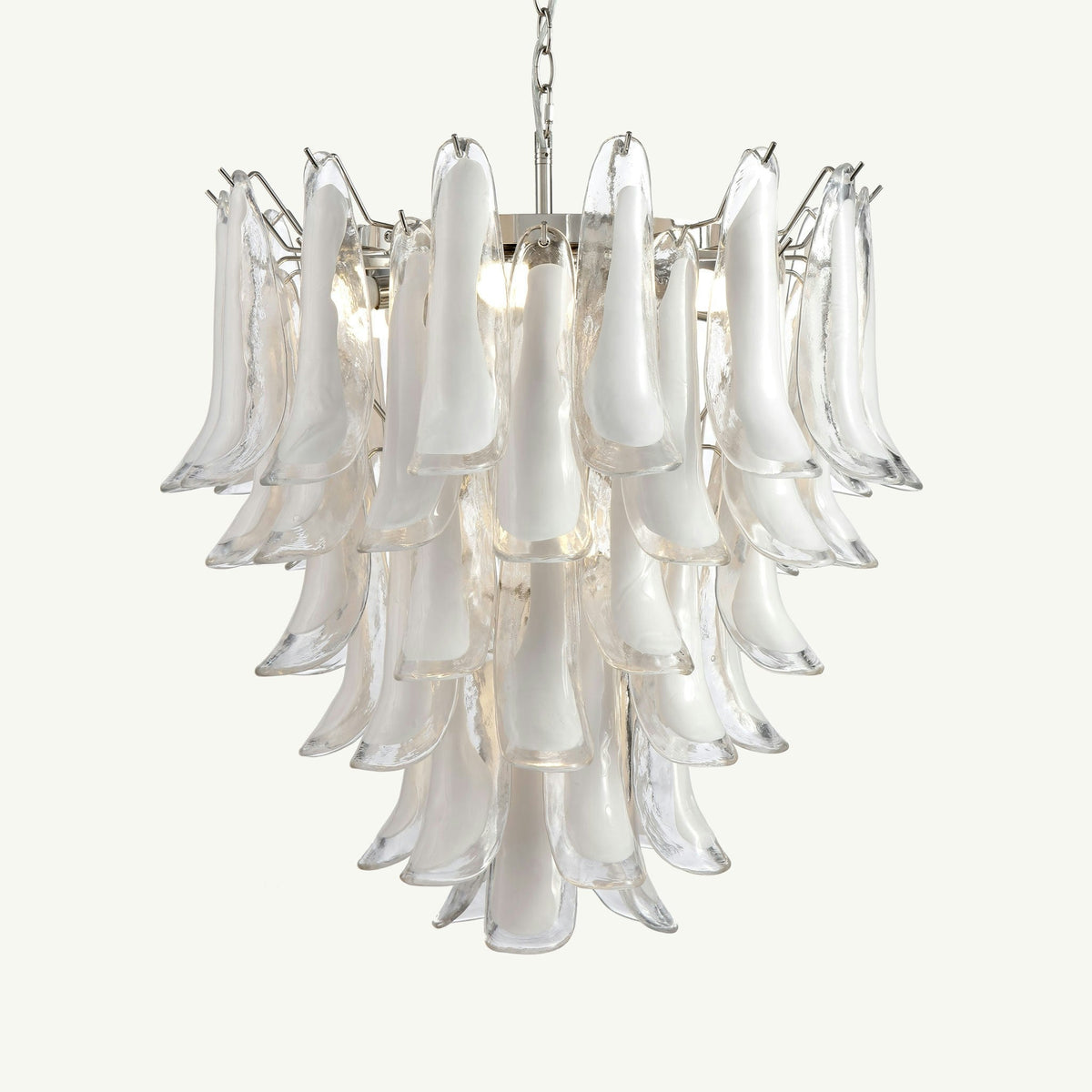 Manorcove Murano White Handblown Glass Chandelier