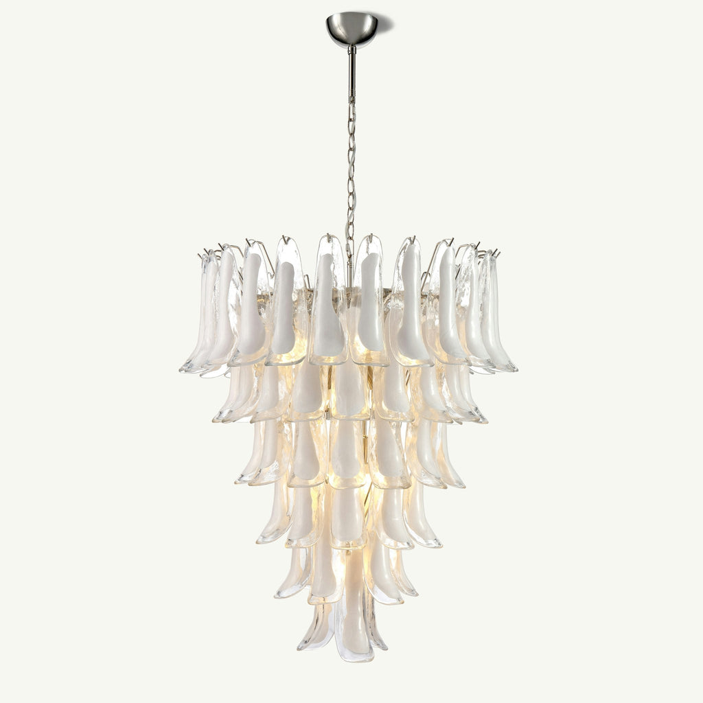 Manorcove Murano White Handblown Glass Chandelier