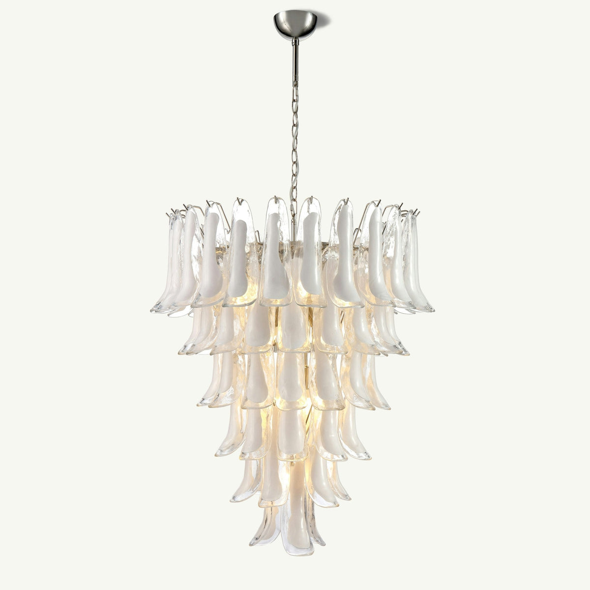 Manorcove Murano White Handblown Glass Chandelier