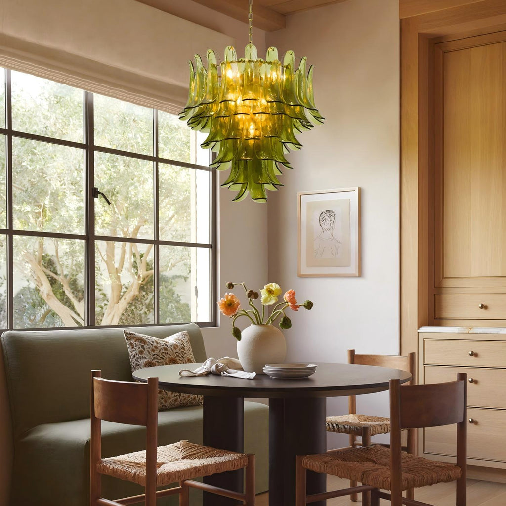 Manorcove Green Petal Murano Chandelier