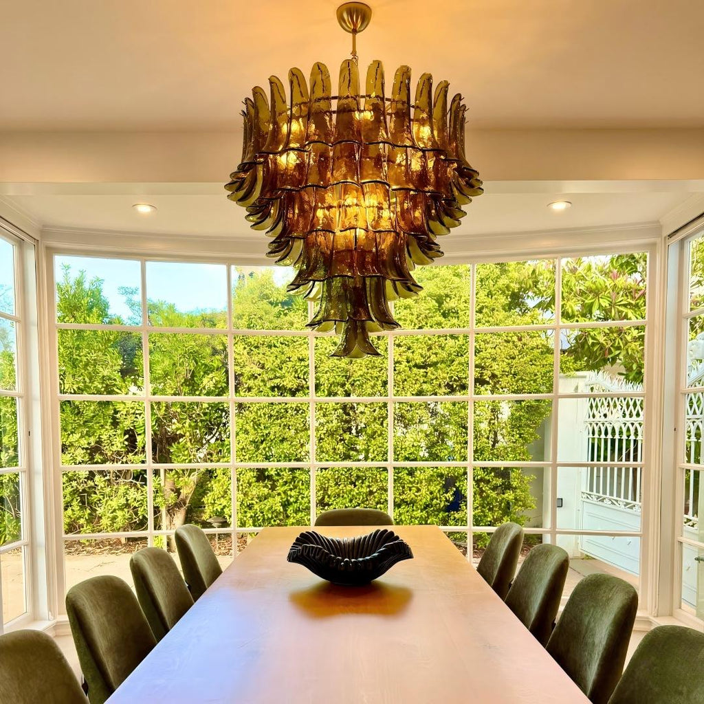 Manorcove Green Petal Murano Chandelier
