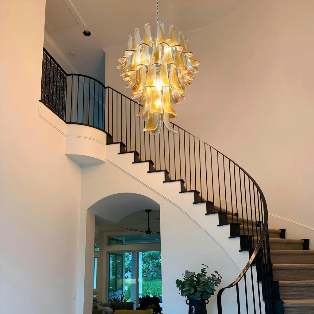 Manorcove Murano Chandelier – 52 petals – Amber