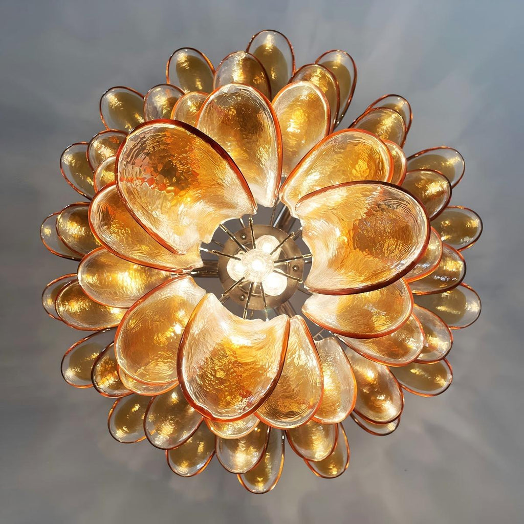 Manorcove Murano Chandelier – 52 petals – Amber