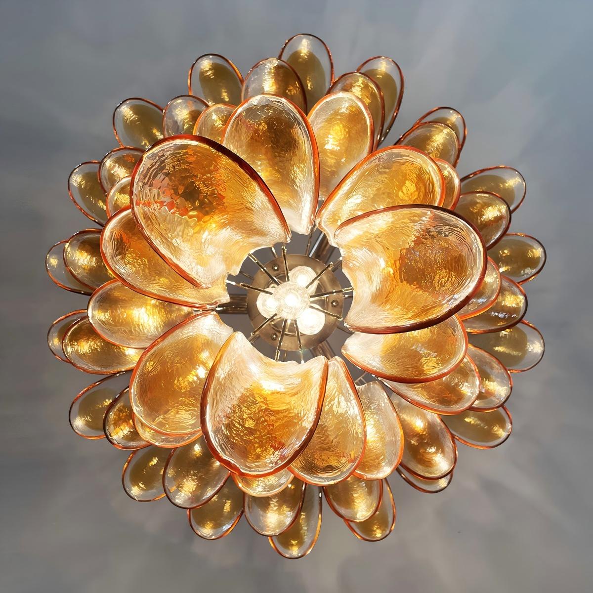 Manorcove Murano Chandelier – 52 petals – Amber