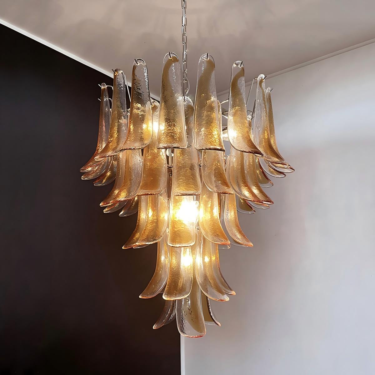 Manorcove Murano Chandelier – 52 petals – Amber