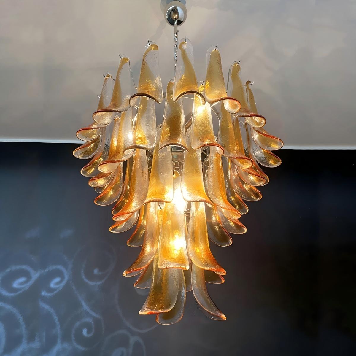 Manorcove Murano Chandelier – 52 petals – Amber