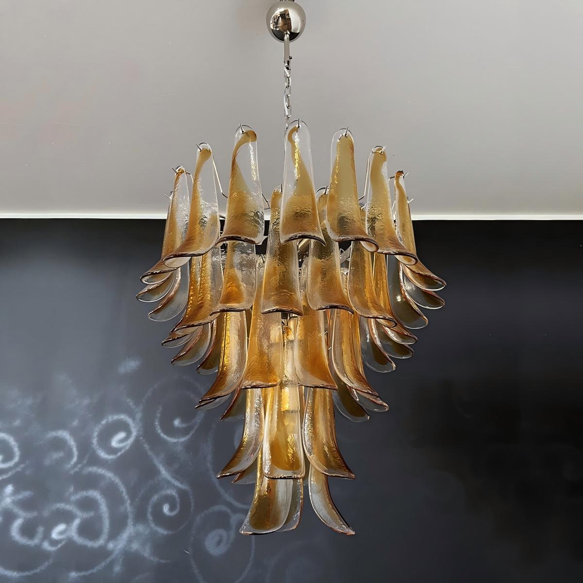 Manorcove Murano Chandelier – 52 petals – Amber